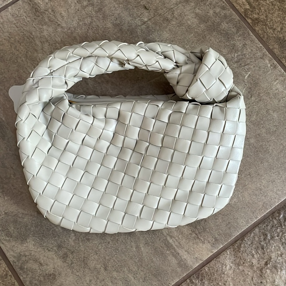 Beige Braided Faux Leather Handbag - Picture 6 of 9